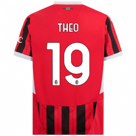 Kandiny Kinder Theo Hernández #19 Rot Schwarz Heimtrikot Trikot 2024/25 T-Shirt