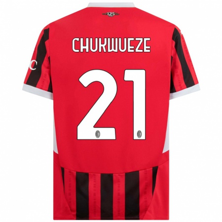 Kandiny Kinder Samuel Chukwueze #21 Rot Schwarz Heimtrikot Trikot 2024/25 T-Shirt