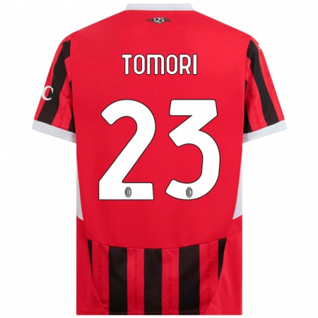 Kandiny Kinder Fikayo Tomori #23 Rot Schwarz Heimtrikot Trikot 2024/25 T-Shirt