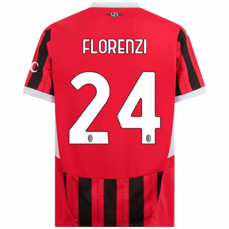 Kandiny Kinder Alessandro Florenzi #24 Rot Schwarz Heimtrikot Trikot 2024/25 T-Shirt