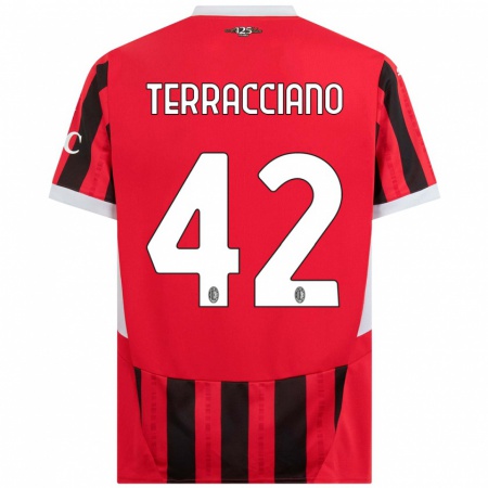 Kandiny Kinder Filippo Terracciano #42 Rot Schwarz Heimtrikot Trikot 2024/25 T-Shirt