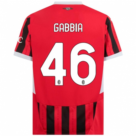 Kandiny Kinder Matteo Gabbia #46 Rot Schwarz Heimtrikot Trikot 2024/25 T-Shirt