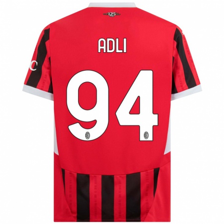 Kandiny Kinder Yacine Adli #94 Rot Schwarz Heimtrikot Trikot 2024/25 T-Shirt