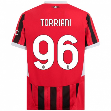 Kandiny Kinder Lorenzo Torriani #96 Rot Schwarz Heimtrikot Trikot 2024/25 T-Shirt