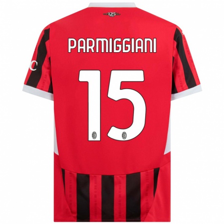 Kandiny Kinder Pietro Parmiggiani #15 Rot Schwarz Heimtrikot Trikot 2024/25 T-Shirt