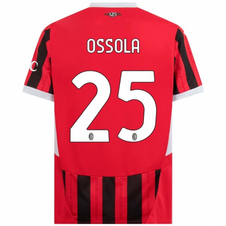 Kandiny Kinder Lorenzo Ossola #25 Rot Schwarz Heimtrikot Trikot 2024/25 T-Shirt