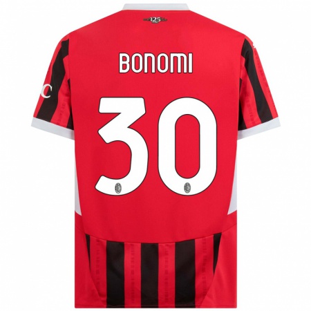 Kandiny Kinder Alessandro Bonomi #30 Rot Schwarz Heimtrikot Trikot 2024/25 T-Shirt