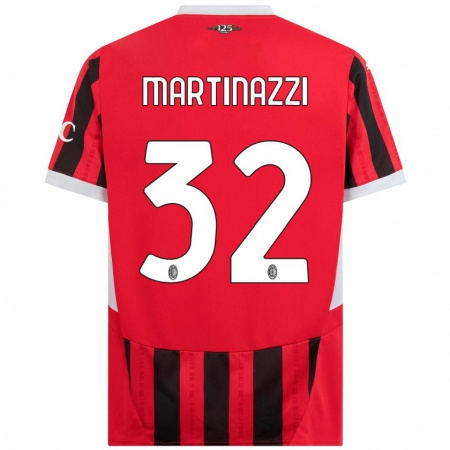 Kandiny Kinder Luca Martinazzi #32 Rot Schwarz Heimtrikot Trikot 2024/25 T-Shirt