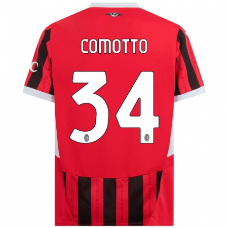 Kandiny Kinder Christian Comotto #34 Rot Schwarz Heimtrikot Trikot 2024/25 T-Shirt