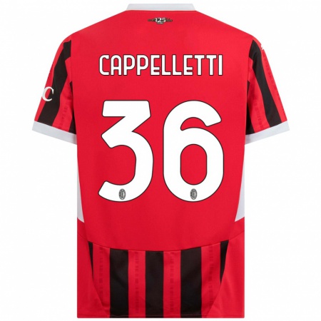 Kandiny Kinder Mattia Cappelletti #36 Rot Schwarz Heimtrikot Trikot 2024/25 T-Shirt