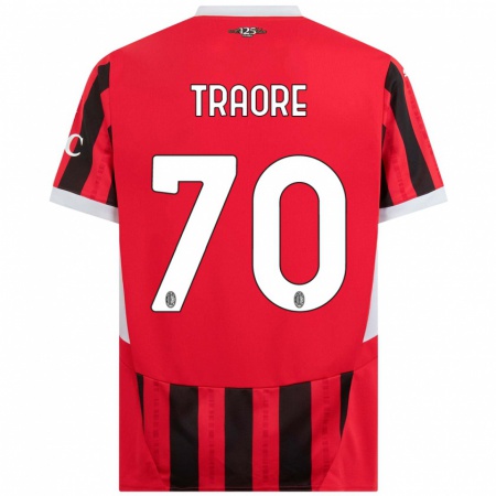 Kandiny Kinder Chaka Traorè #70 Rot Schwarz Heimtrikot Trikot 2024/25 T-Shirt