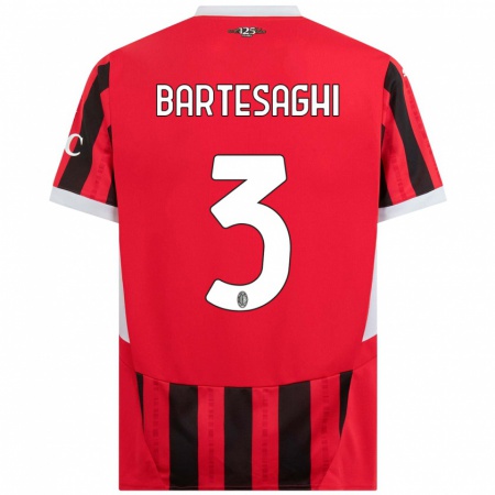 Kandiny Kinder Davide Bartesaghi #3 Rot Schwarz Heimtrikot Trikot 2024/25 T-Shirt