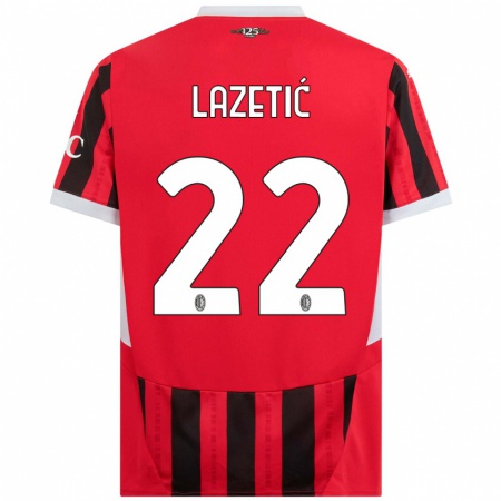 Kandiny Kinder Marko Lazetic #22 Rot Schwarz Heimtrikot Trikot 2024/25 T-Shirt