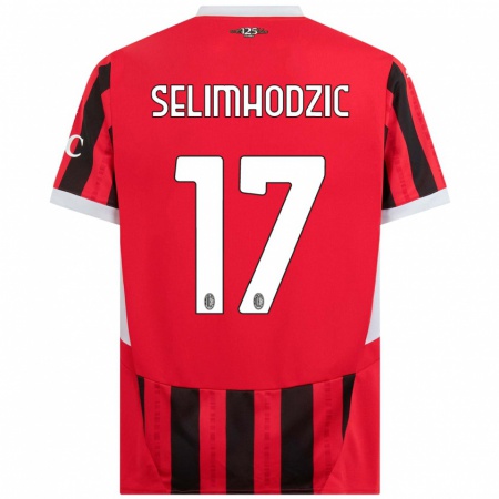 Kandiny Kinder Noa Selimhodzic #17 Rot Schwarz Heimtrikot Trikot 2024/25 T-Shirt