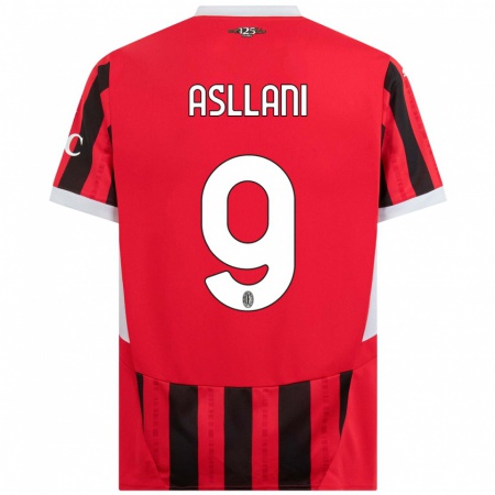 Kandiny Kinder Kosovare Asllani #9 Rot Schwarz Heimtrikot Trikot 2024/25 T-Shirt