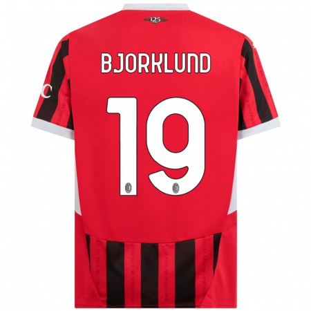 Kandiny Kinder Lukas Bjorklund #19 Rot Schwarz Heimtrikot Trikot 2024/25 T-Shirt