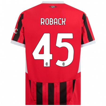 Kandiny Kinder Emil Roback #45 Rot Schwarz Heimtrikot Trikot 2024/25 T-Shirt