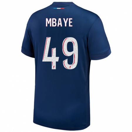 Kandiny Kinder Ibrahim Mbaye #49 Marineblau Weiß Heimtrikot Trikot 2024/25 T-Shirt