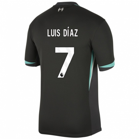 Kandiny Kinder Luis Díaz #7 Schwarz Anthrazitweiß Auswärtstrikot Trikot 2024/25 T-Shirt