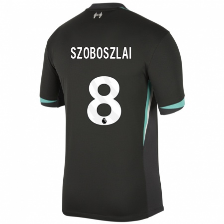 Kandiny Kinder Dominik Szoboszlai #8 Schwarz Anthrazitweiß Auswärtstrikot Trikot 2024/25 T-Shirt