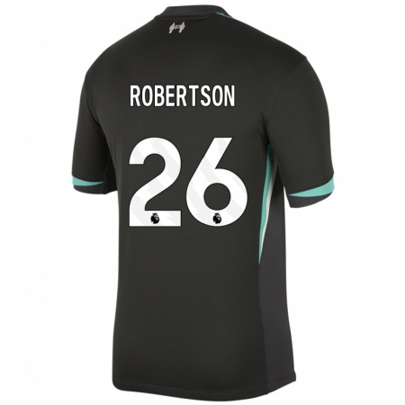 Kandiny Kinder Andrew Robertson #26 Schwarz Anthrazitweiß Auswärtstrikot Trikot 2024/25 T-Shirt