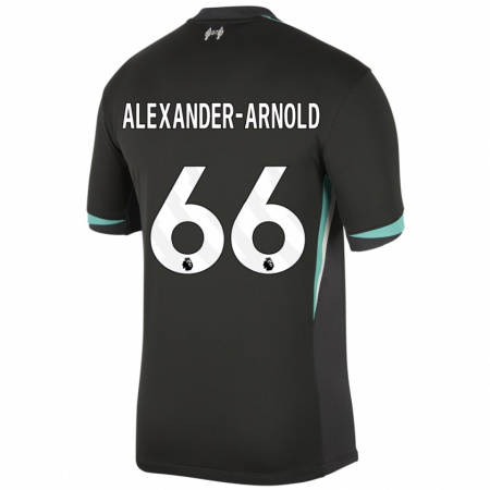 Kandiny Kinder Trent Alexander-Arnold #66 Schwarz Anthrazitweiß Auswärtstrikot Trikot 2024/25 T-Shirt