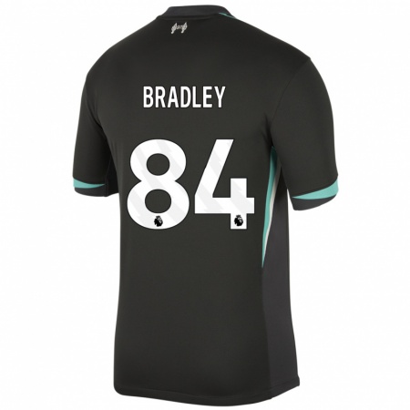 Kandiny Kinder Conor Bradley #84 Schwarz Anthrazitweiß Auswärtstrikot Trikot 2024/25 T-Shirt