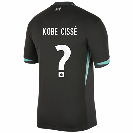 Kandiny Kinder Prince Kobe Cissé #0 Schwarz Anthrazitweiß Auswärtstrikot Trikot 2024/25 T-Shirt