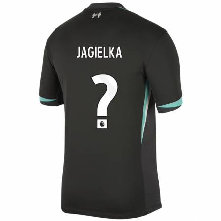 Kandiny Kinder Zac Jagielka #0 Schwarz Anthrazitweiß Auswärtstrikot Trikot 2024/25 T-Shirt