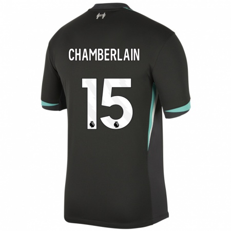 Kandiny Kinder Alex Oxlade Chamberlain #15 Schwarz Anthrazitweiß Auswärtstrikot Trikot 2024/25 T-Shirt