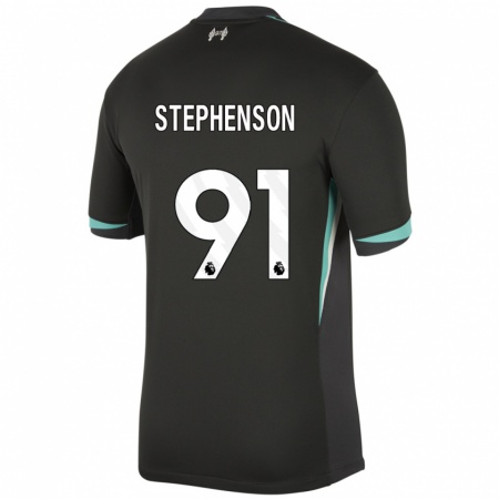 Kandiny Kinder Luca Stephenson #91 Schwarz Anthrazitweiß Auswärtstrikot Trikot 2024/25 T-Shirt