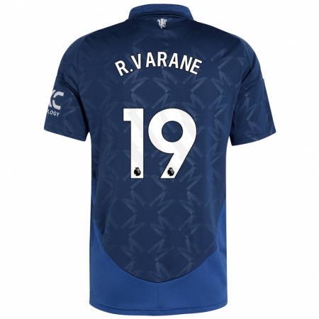 Kandiny Kinder Raphaël Varane #19 Indigo Auswärtstrikot Trikot 2024/25 T-Shirt