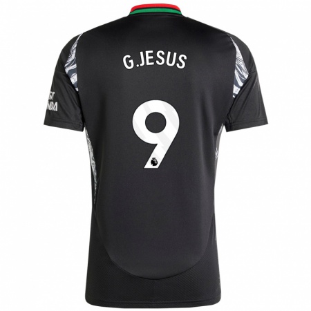 Kandiny Kinder Gabriel Jesus #9 Schwarz Auswärtstrikot Trikot 2024/25 T-Shirt