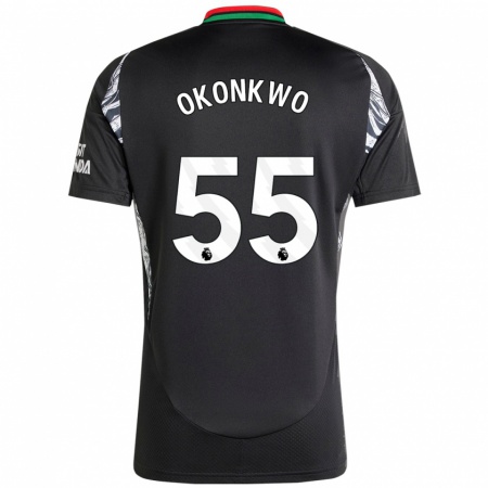 Kandiny Kinder Brian Okonkwo #55 Schwarz Auswärtstrikot Trikot 2024/25 T-Shirt