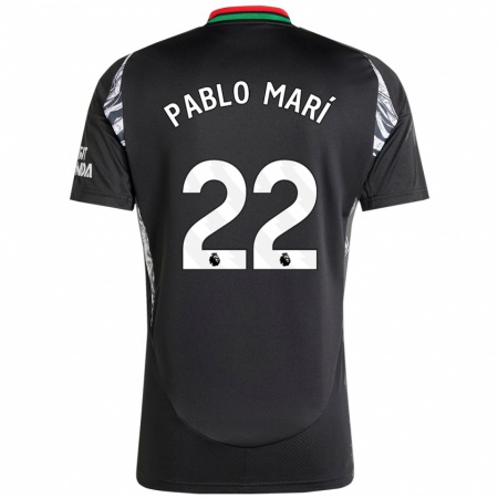 Kandiny Kinder Pablo Mari #22 Schwarz Auswärtstrikot Trikot 2024/25 T-Shirt