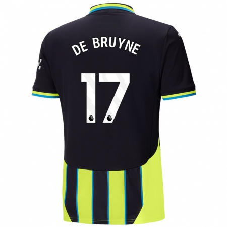 Kandiny Kinder Kevin De Bruyne #17 Blaugelb Auswärtstrikot Trikot 2024/25 T-Shirt