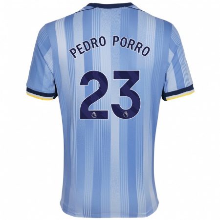 Kandiny Kinder Pedro Porro #23 Hellblau Auswärtstrikot Trikot 2024/25 T-Shirt