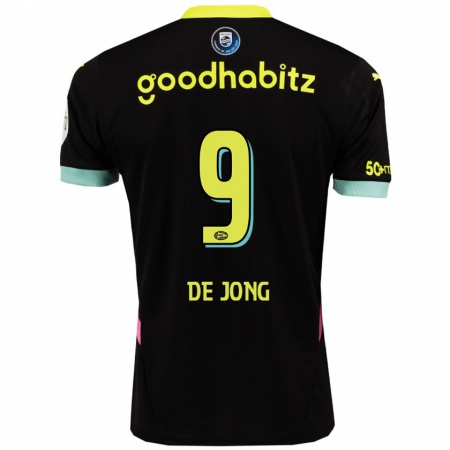 Kandiny Kinder Luuk De Jong #9 Schwarz Gelb Auswärtstrikot Trikot 2024/25 T-Shirt