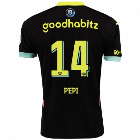 Kandiny Kinder Ricardo Pepi #14 Schwarz Gelb Auswärtstrikot Trikot 2024/25 T-Shirt