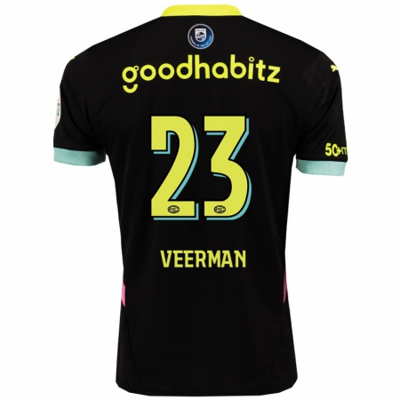 Kandiny Kinder Joey Veerman #23 Schwarz Gelb Auswärtstrikot Trikot 2024/25 T-Shirt