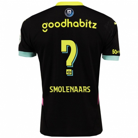 Kandiny Kinder Tijn Smolenaars #0 Schwarz Gelb Auswärtstrikot Trikot 2024/25 T-Shirt