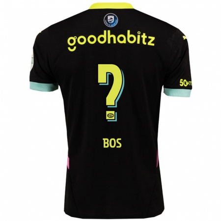 Kandiny Kinder Floris Bos #0 Schwarz Gelb Auswärtstrikot Trikot 2024/25 T-Shirt