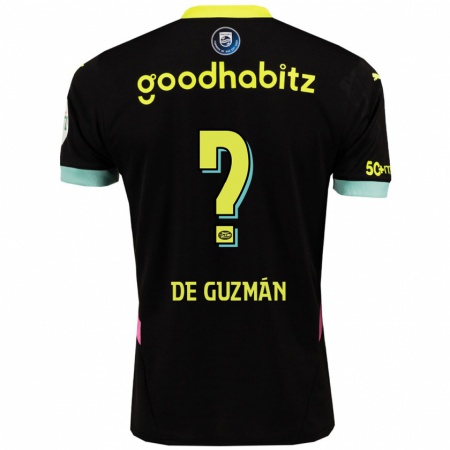 Kandiny Kinder Jaden De Guzmán #0 Schwarz Gelb Auswärtstrikot Trikot 2024/25 T-Shirt