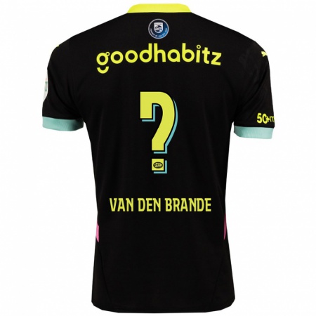 Kandiny Kinder Daan Van Den Brande #0 Schwarz Gelb Auswärtstrikot Trikot 2024/25 T-Shirt