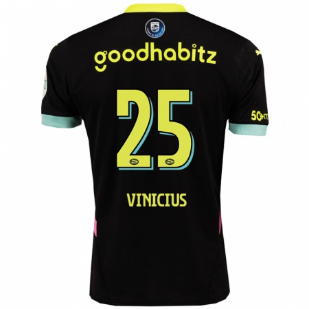 Kandiny Kinder Carlos Vinicius #25 Schwarz Gelb Auswärtstrikot Trikot 2024/25 T-Shirt