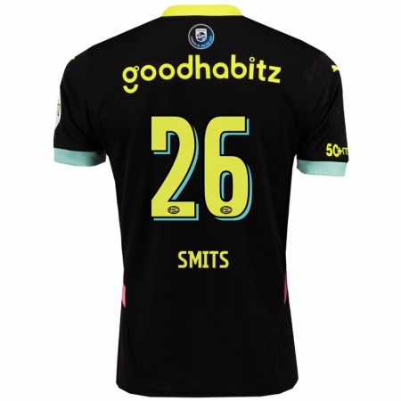 Kandiny Kinder Eef Smits #26 Schwarz Gelb Auswärtstrikot Trikot 2024/25 T-Shirt