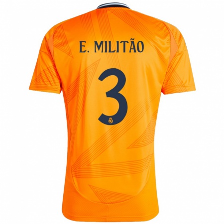 Kandiny Kinder Éder Militão #3 Orange Auswärtstrikot Trikot 2024/25 T-Shirt