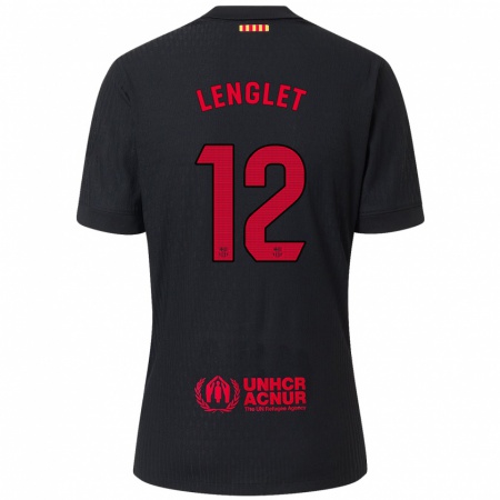 Kandiny Kinder Clément Lenglet #12 Schwarz Rot Auswärtstrikot Trikot 2024/25 T-Shirt