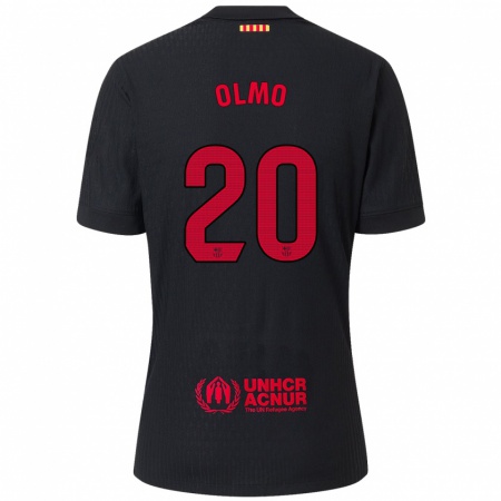 Kandiny Kinder Dani Olmo #20 Schwarz Rot Auswärtstrikot Trikot 2024/25 T-Shirt