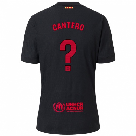 Kandiny Kinder Rubén Cantero #0 Schwarz Rot Auswärtstrikot Trikot 2024/25 T-Shirt